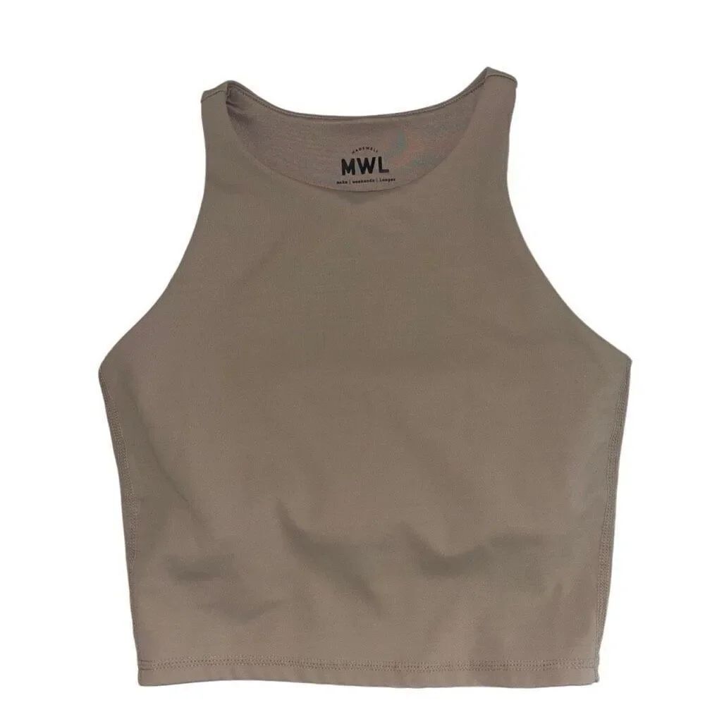 Madewell MWL Form Racerback Crop Top neutral tan beige xs